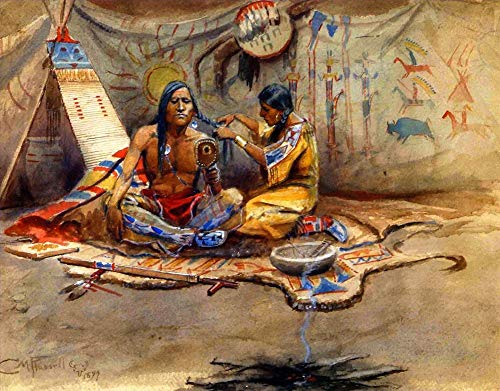 Peinture salon de beauté indien Charles Marion Russell l'esprit du grand ouest chez vous