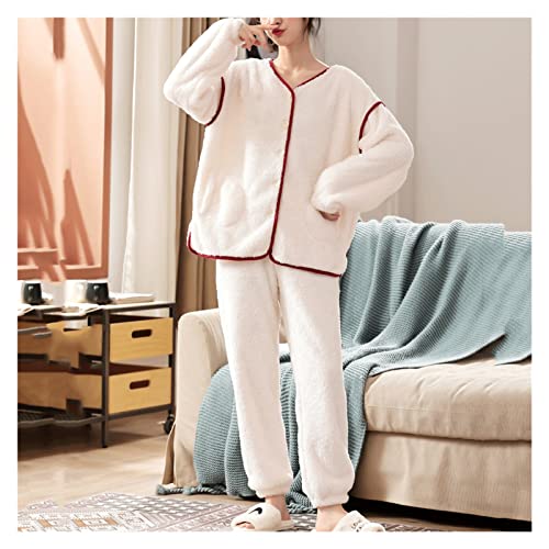 Pyjamas ensemble femmes en flanelle blanche élégance et confort absolu XL