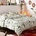 ECOCOTT Floral Duvet Cover Sets Queen Size,3 Pieces 100% Natural Cotton Floral Pattern 1 Duvet Cover with Zipper and 2 Pillowcases, Ultra Soft and Easy Care Breathable Cozy Simple Style Bedding Set