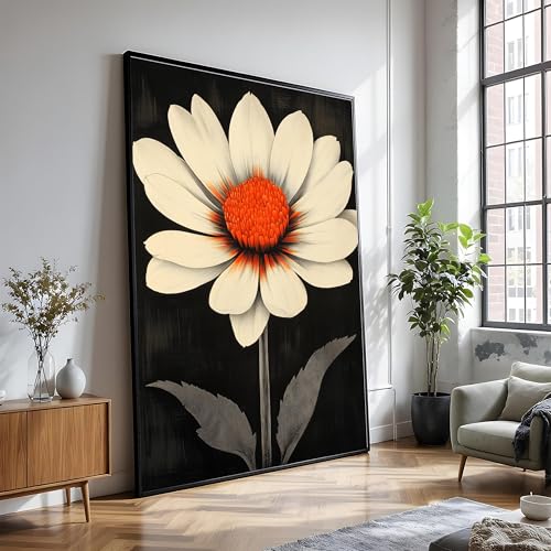 Toile peinte Marguerite en fleurs pour donner de la couleur a un mur blanc sans cadre 40x60