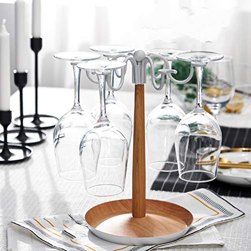 Soporte moderno de vino de madera con portavasos de vidrio miniatura 3