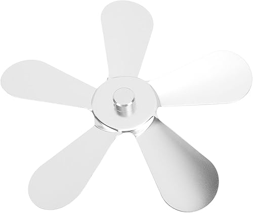Miniatura 4 de ViaGasaFamido Cuchilla de ventilador de estufa, sin batería, ligera, 5 aspas para ventilador de chimenea (plateado)