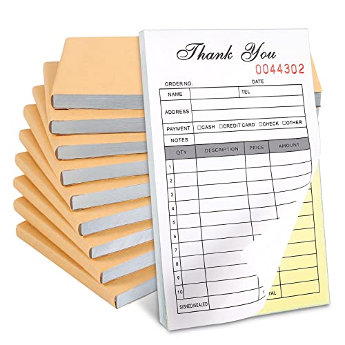 Cuadernos de recibos de agradecimiento de 3.4 x 5.5 pulgadas para control de ventas