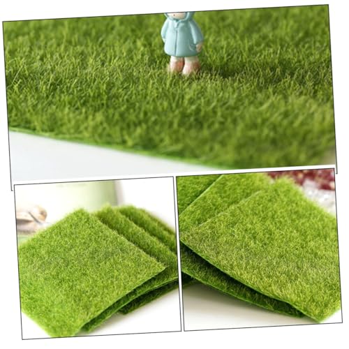 HOUDERCO 4個 砂場用人工芝マット ミニランドスケープ装飾 耐久プラスチック製 模型用フェイクグラス デコレーション 室内工作やガーデン模
