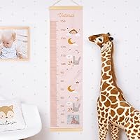 Wanapix | Personalised Children's Height Chart for Hanging | Track Growth with Name and Photos | Wall Height Chart | Easy-to-Install Panama Fabric | 100% Customisable | Animals