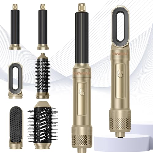 Image of 6 in ONE Blow Dryer Brush,Air Curling Iron Round Brush Blow Dryer 800W,Ionic Hair Dryer Brush for Women, Hot Air Brush Hair Styling Tools 100-120V