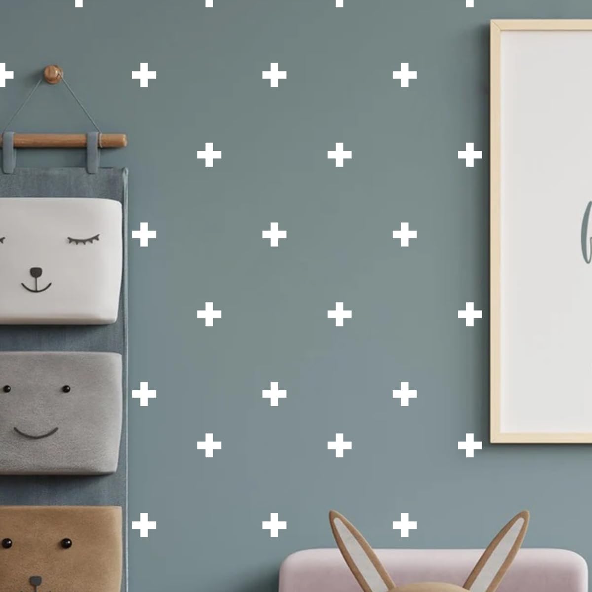 100 Pcs/Set Plus Decal for Wall Sticker Removable Peel and Stick Vinyl Decoration Home Bedroom Living Room Nursery DIY Patten Decor YMX65 (White)
