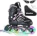 Wheelive Patins à Roues alignées réglables pour Enfants, Patins à roulettes Patins à Roues alignées de Performance extérieure et intérieure avec Roues Full LED pour garçons Filles Adultes débutant