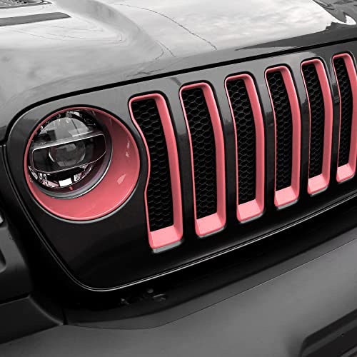 Image of CheroCar for JL Mesh Grille Grill Insert & Headlight Turn Light Cover Trim Exterior Accessories for Jeep Wrangler JL JLU 2018-2026 & Gladiator JT 2020-2026