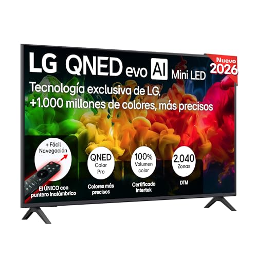 LG 55QNED80B6B - TV 55', 4K QNED EVO MiniLED, Sin Reflejos al 94%, Smart TV, WebOS 26, Procesador α7 AI Gen9, 4K Super Upscaling, HDR10 y Dolby Digital Plus, Alexa/Google Assistant, Negro
