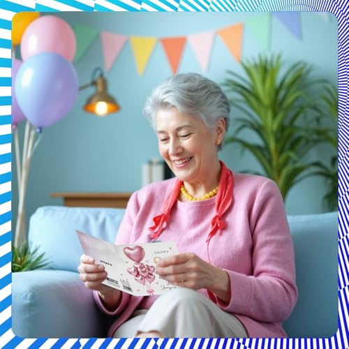 86th Birthday Cards for Women - Pink Glitter Balloons - Happy Birthday Card for 86 Year Old Woman Nan Gran Granny Grandma, 145mm Bday Greeting Cards - Image 6