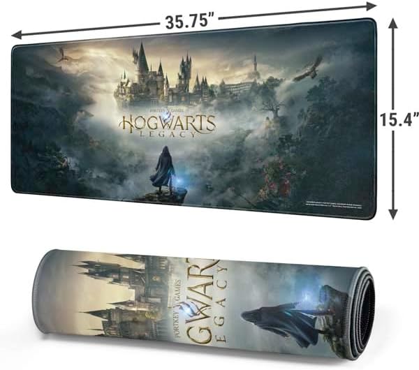 Skinit Extra Large Gaming Mouse Pad - Officially Licensed Hogwarts Legacy School Design with Stitched Edges, Waterproof, Non-Slip Rubber Base, Desk Mat for Keyboard & Mouse, 35.75" x 15.4" inches