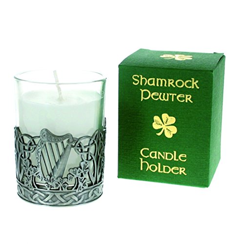Shamrock Gift Co Pewter Candle Holder - Harp