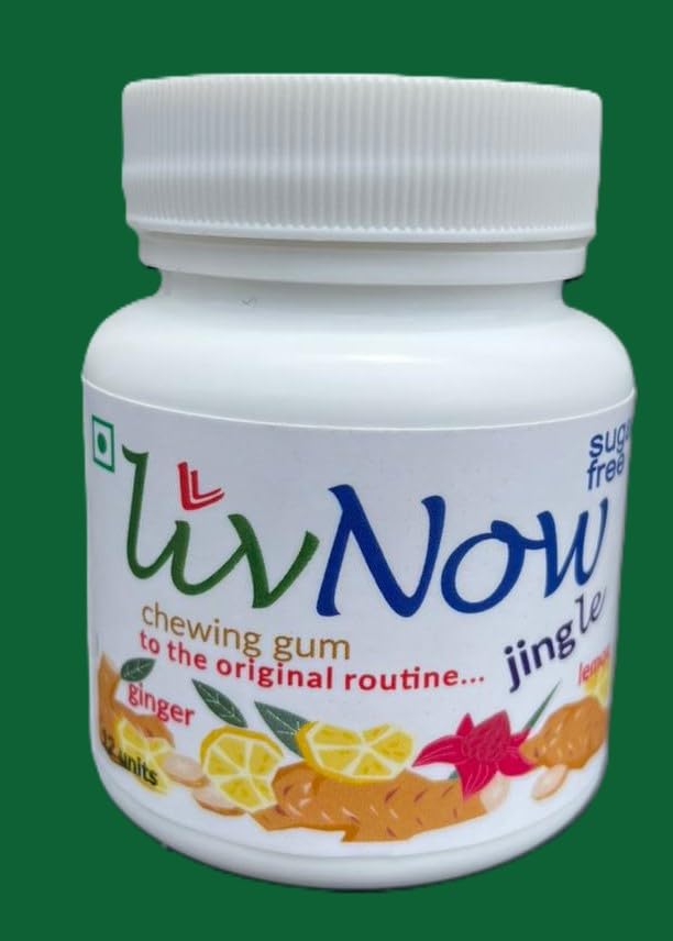 livNow Jingle SugarFree Ginger Lemon Chewing Gum for Motion
