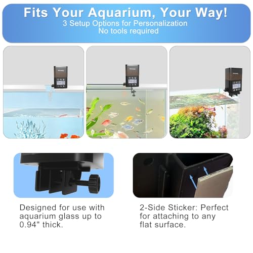 Image of Automatic Fish Feeder for Aquarium - 320ml Timer, Moisture-Proof, LCD Display | Precision Auto Feeder for Vacation Fish Tanks, Battery Included | Unique Mechanical Design