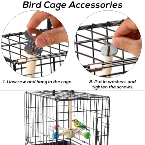 Image of Bird Stand Perch, Colorful Wooden Parrot Perches for Cage Spinning Interactive Cockatiel Toys Parakeet Cage Accessories
