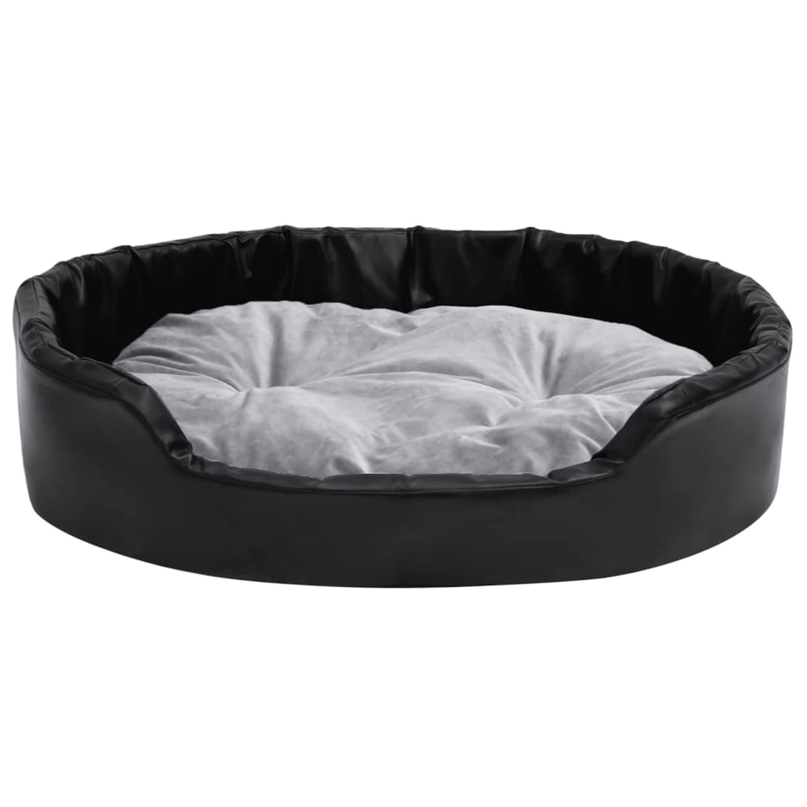 ZHOUMIN Cama para Perros, Sofa Perro, Colchon Perro, Sofá Cama para Mascotas, Felpa y Cuero sintético Negro Gris 90x79x20 cm