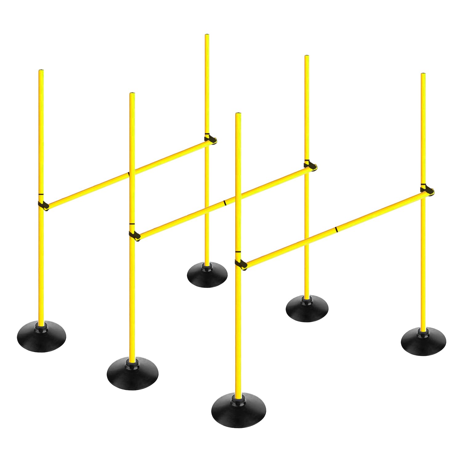 Voodans Adjustable Height Agility Hurdle Set Multi-Function Soccer Trainning Pole Set Coaching Sticks with Rubber Base (Pack of 3, 4.9 FT)