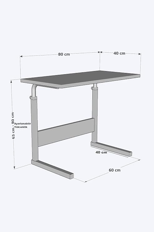 80X40 Height Adjustable Desk Sewing Table Patient Dining Table Laptop Stand