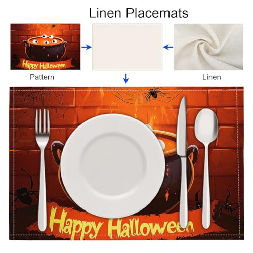 Chaudron d'Halloween set de table lin de coton de qualité - 7