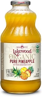 Lakewood Organic Pineapple Juice, 95% Organic Pure Pineapple, 32 Fl Oz Bottle - Fresh Tropical Flavor