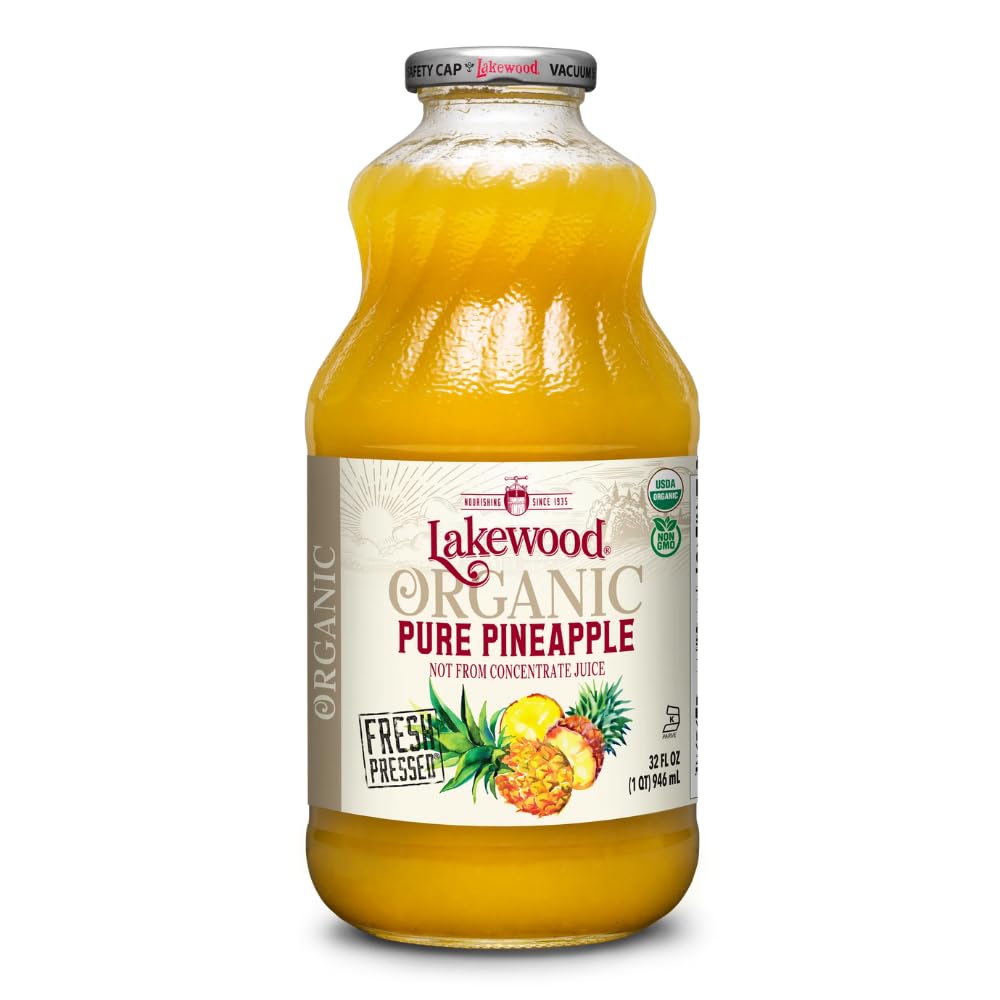Lakewood Organic Juice, Pineapple, 32 Fl Oz Bottle