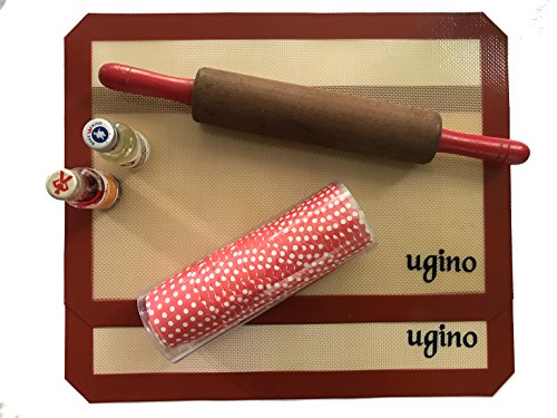 Silicone Baking Mat Half Sheet 16inches x 11inches x 0.75mm - for Bread Oven Baking, Cupcakes/Macaron/Pies/Pastry for Chefs, Holiday/Christmas Baking for Kids, Non Stick and Professional Grade Mat