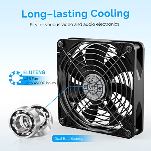 ELUTENG 140mm USB Fan with 3 Speed 5V Powered Case Fan 1500PRM Portable Cooling Fan Suitable for Tablet TV Receiver Router DVR Play Station Xbox Computer and More - Image 2