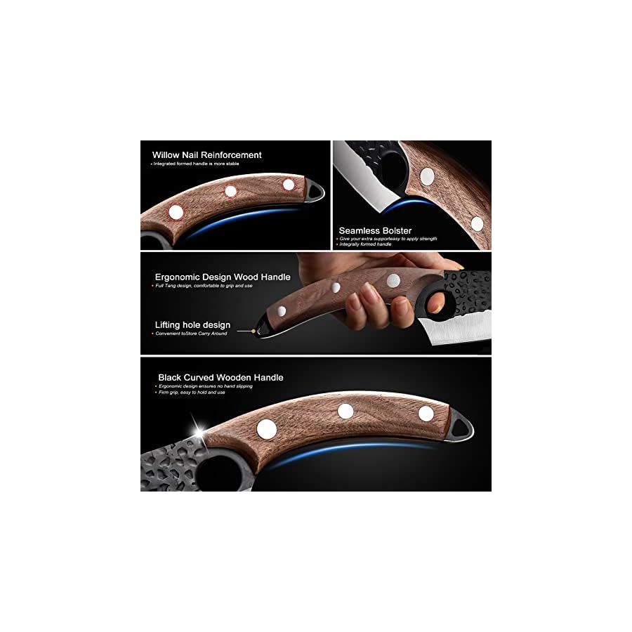 Bicico Butcher Knife, Viking Knife with Sheath, Japanese Hand Forged Meat Cutting Chef Cleaver Portable Survival Bushcraft Belt Knife, Ultra Sharp Kitchen Knife for Outdoor Camping Hunting BBQ