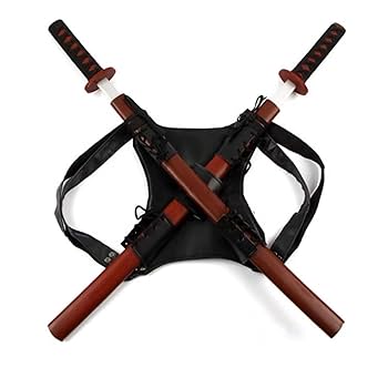 Amazon.co.jp: 【Azuiblc】日本刀 刀2本＋背掛け 木製 75cm 子供