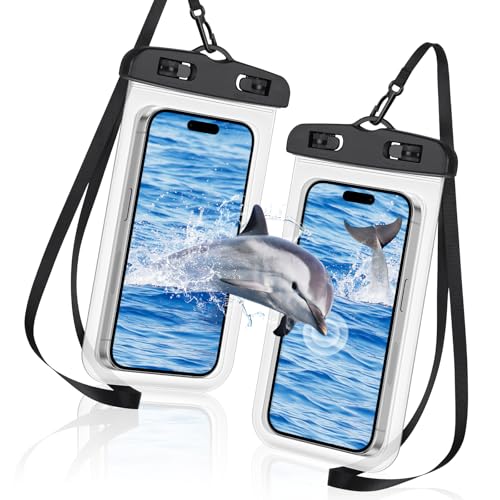 AOOSA Funda Impermeable Móvil, 2PCS Universal IPX8 Bolsa Impermeable con Colgador Movil Cuello, Funda Movil Agua para iPhone 16, 15, 14, 13, 12 Pro, XS, para Samsung S24/S23, Móvil hasta 7.2'