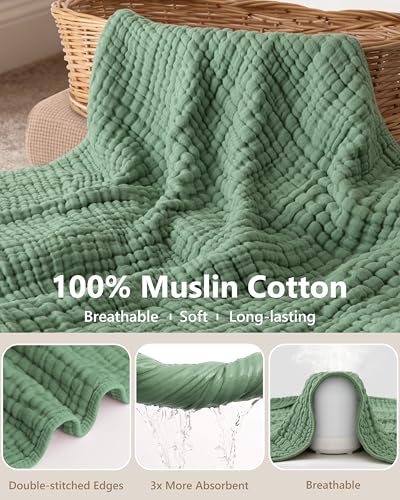 Image of Baby Bath Towels, 100% Muslin Cotton Hooded Baby Towels for Newborn, 2 Pack Baby Towels with Hood for Infant Toddler and Kids, Large 32x32Inch Unisex Bath Essentials, Soft and Absorbent