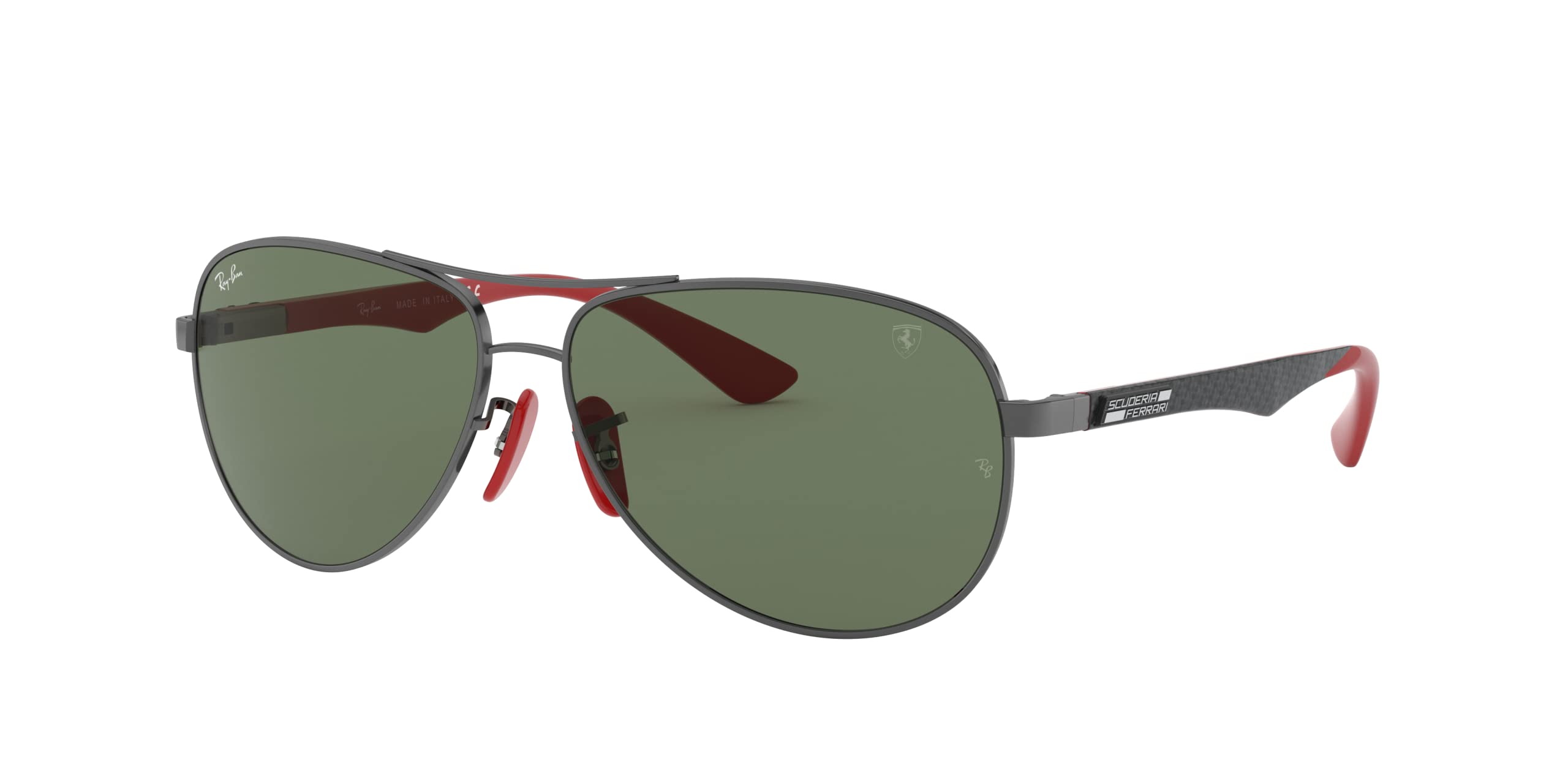 Ray-Ban Sunglasses Men's  Scuderia Ferrari Collection - Black Frame Green Lenses 61-13, RB8313M