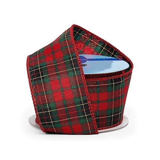 Plaid Christmas Ribbon for Wreaths - 2 1/2" x 10 Yards, Classic Red Green Tartan, Presents, Garland, Gifts, Wrapping, Bows, Xmas Tree Topper Decor