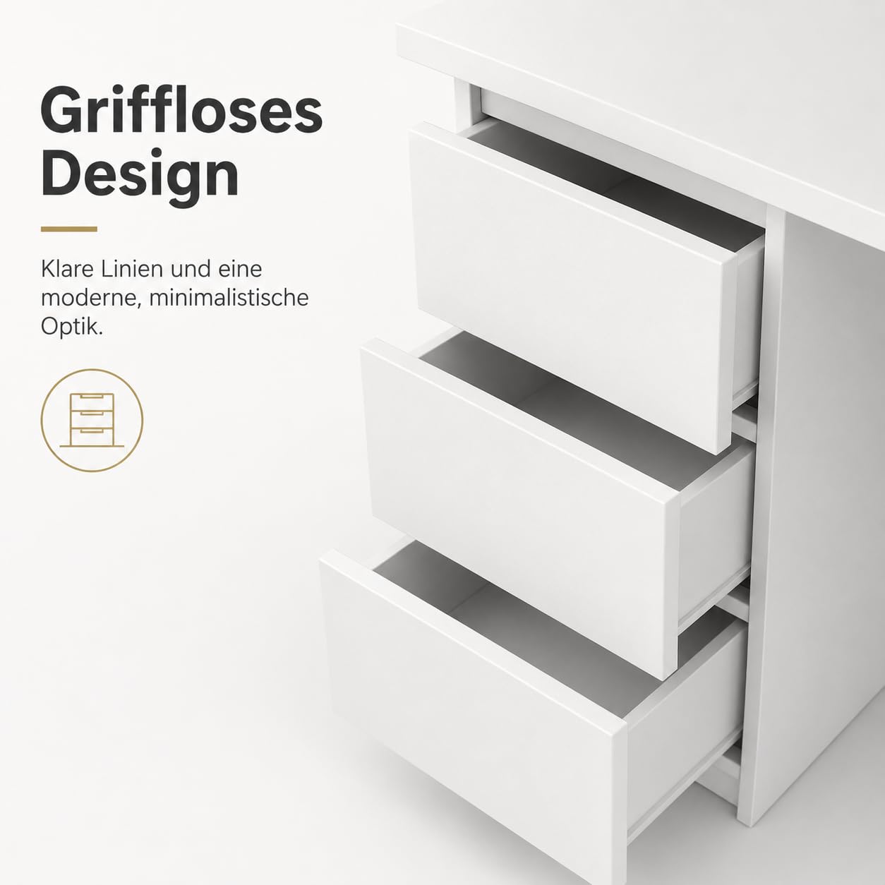 ELVA Schreibtisch 120 cm – Moderner Bürotisch mit 6 Schubladen, für Homeoffice, Arbeitszimmer & Jugendzimmer – 120x75x50 cm (Matt Weiß)