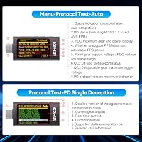 Heemol USB Tester 3.3V-40V USB C Messgerät 12A,Digital Multimeter PD3.1 QC4.0 PDO,Hochpräzise bi-direktionale Messung Spannung Strom Kapazität Voltmeter mit Schnellladeprotokoll Erkennung – Ansicht 5