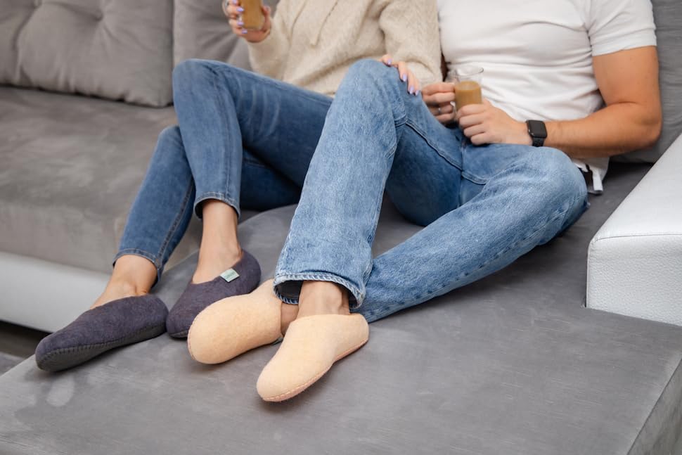 Cozy Felted Merino Wool Handmade Home Slippers. Natural Warm Soft and Comfy For all seasons.3