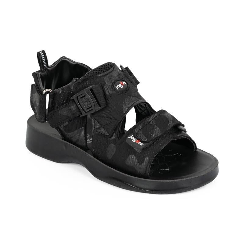PU 50005 Men's Sandals with Adjustable Hook & Loop Straps | Lightweight PU Sole | Slip Resistant | Cushioned Footbed | Casual Outdoor Sandals | Black Camouflage-image-22