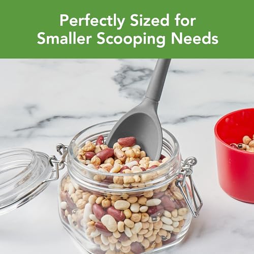 Image of Tovolo Flex Core Small Deep Spoon Silicone for Cooking Mixing Baking, Dishwasher Safe BPA Free All Silicone Kitchen Mini Spoon Heat Resistant Nonstick Safe Serving Spoon, Charcoal Gray