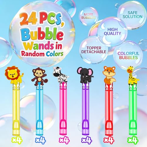 24 Piezas Varitas de Burbujas Safari Jungle con Diseños de Animales miniatura 2