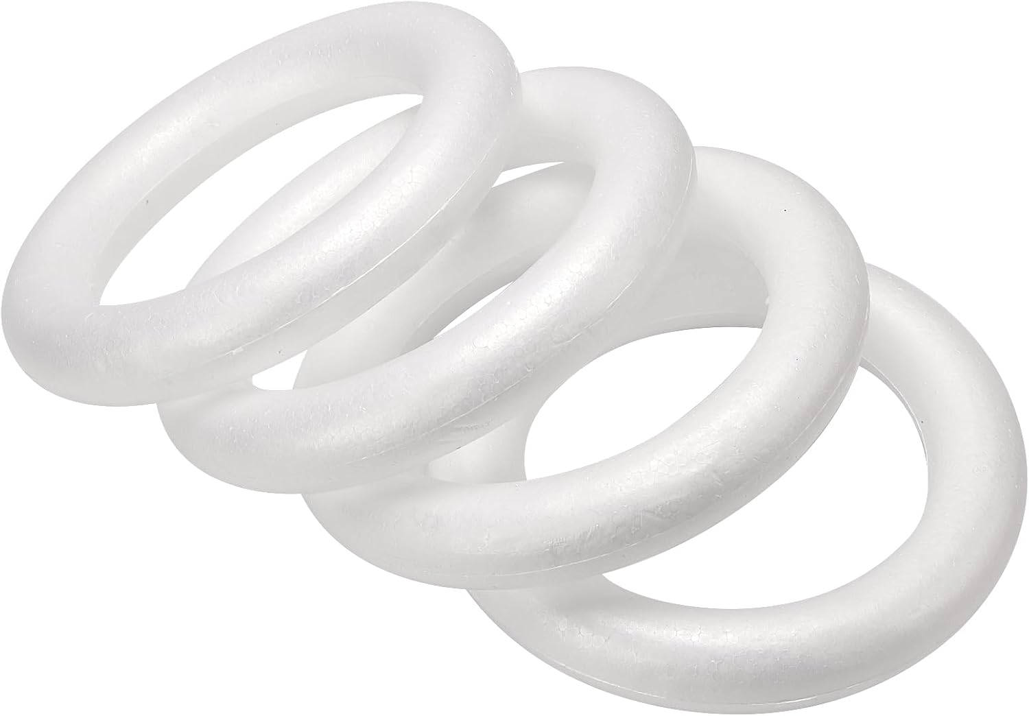 MUKLEI 4 Pack Foam Wreath Forms, 12 Inch Round Foam Rings, Foams Wreath Ring for Floral Arrangements, Wedding, Home Decoration, White