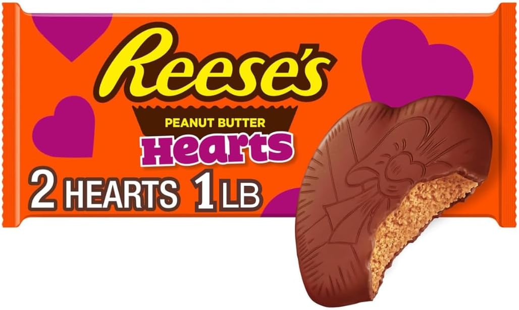 Milk Chocolate Peanut Butter Hearts, Valentine's Candy Pack, 16 oz (2 Pieces)