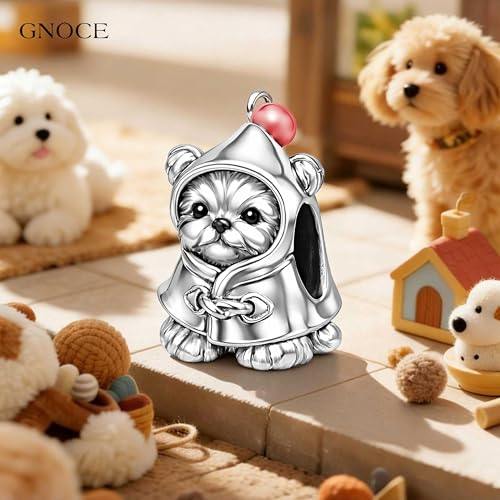 Image of GNOCE Pet Dog Bowl Bead Charm For Women, S925 Sterling Silver Bead Charm NecklaceBracelet for Her, Jewelry Gift