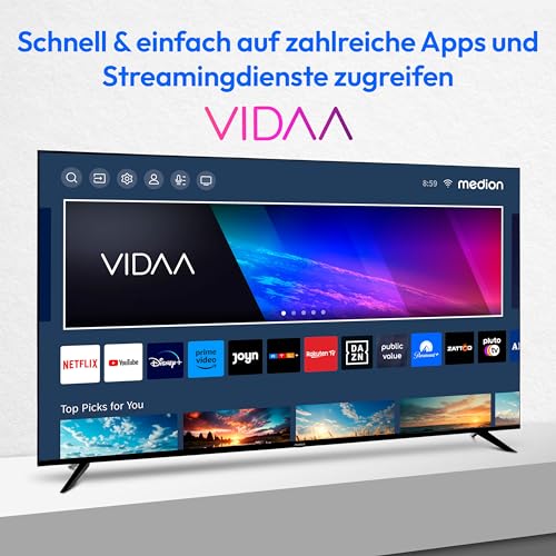 MEDION X16514 (MD 31643) 163,8 cm (65 Zoll) Fernseher (Smart-TV, 4K Ultra HD, HDR, VIDAA Store, Netflix, Prime Video, Disney+, DAZN, Paramount+, HbbTV, PVR, Bluetooth) – Bild 4