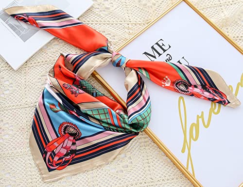 ASUITOFK 35" Satin Large Square Head Scarves Silk Like Printed Neck Scarf Hair Sleeping Wraps Scarfs Bandanas2