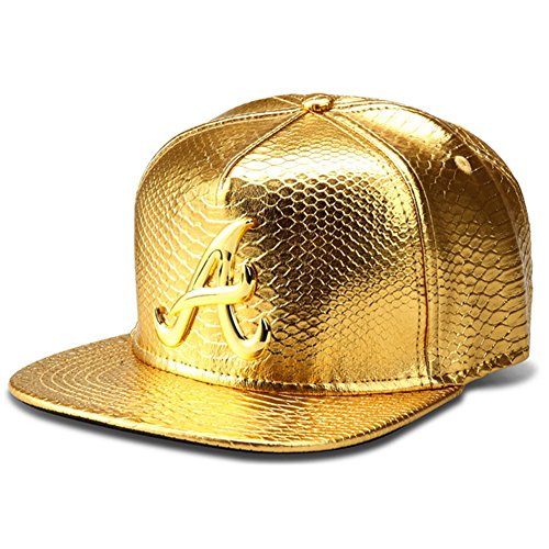 LEEYA NYU12 The New Crocodile Baseball caps A Flat-Brimmed hat Hip-hop hat (Gold)