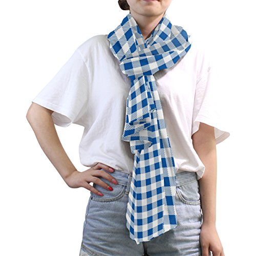 ALAZA Firebrick Gingham Plaid White Blue Grid Sheer Scarves Shawl Wrap Women Infinity Oblong Chiffon Scarf for Outdoor3