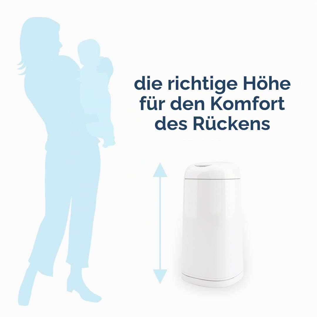 Angelcare Windeleimer + 3 Nachfüllpackungen, geruchshemmend, hohe Kapazität, antibakteriell, einfache Verwendung, Weiß