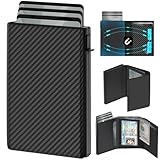 GAOCHALE Wallet for Men Pop up Card Holder, Smart, Slim, Minimalist Design for Front Pocket, Premium RFID Blocking, 10-14 Card Capacity | ID Window | Cash Slot(Carbon)