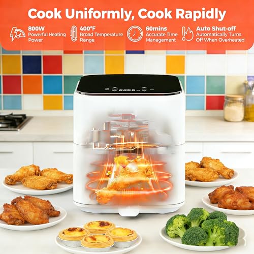Image of HealSmart 3.17 Qt Compact Air Fryer, 8-in-1 Digital Small AirFryer with 400F, Nonstick Dishwasher-Safe Basket, Auto Shutoff, Overheat Protection, for Quick Healthy Meals, White
